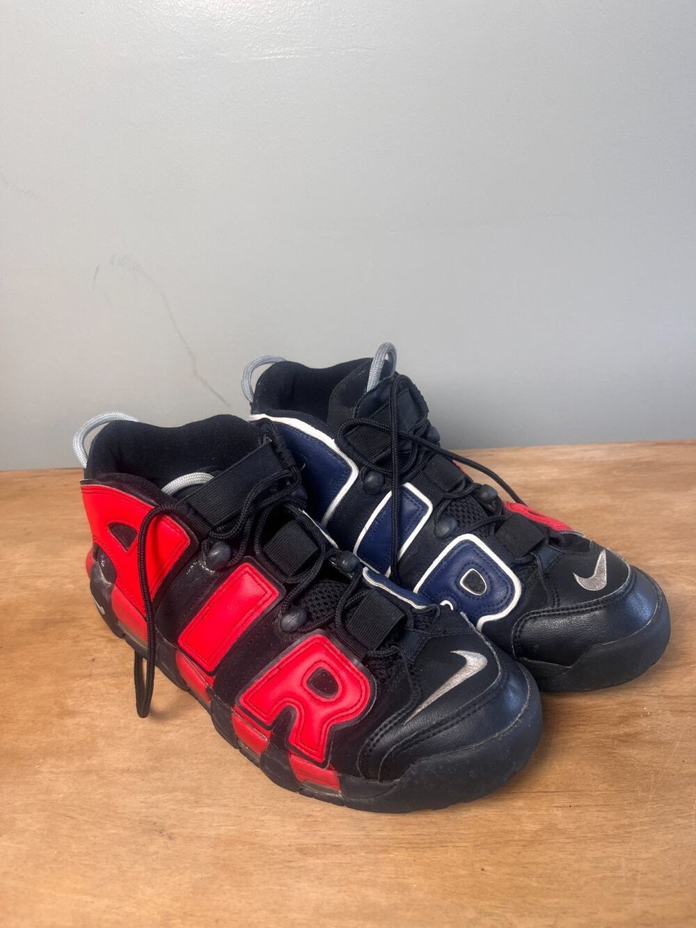 Nike Air More Uptempo Split Black Red Blue Pippen DJ4400-001 Mens Size 10